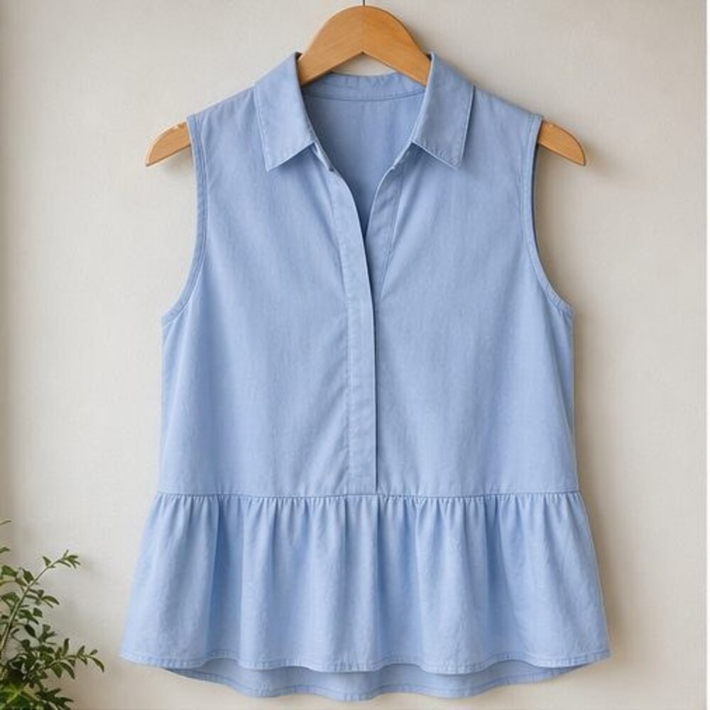 Blue Lace Trim Top